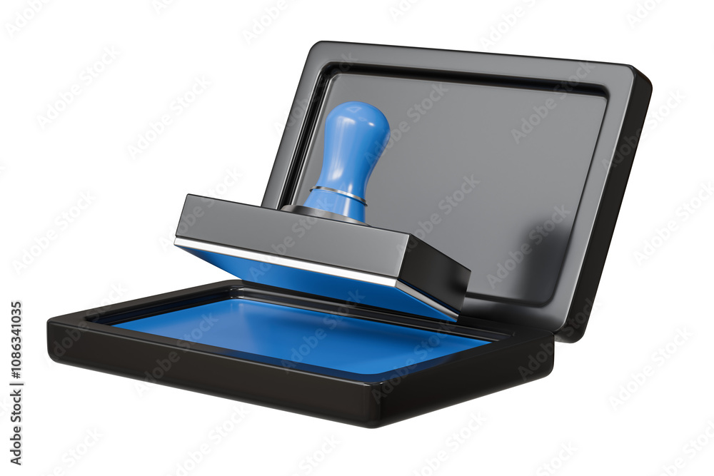 3d Stamp icon symbol. Human resources recruit approved person. Office approves tool document concept. Minimal Cartoon Blue Metal Stamp icon on isolated blue background. 3d render. 3d Stamp icon symbol. Human resources recruit approved person. Office approves tool document concept. Minimal Cartoon Blue Metal Stamp icon on isolated blue background. 3d render.
