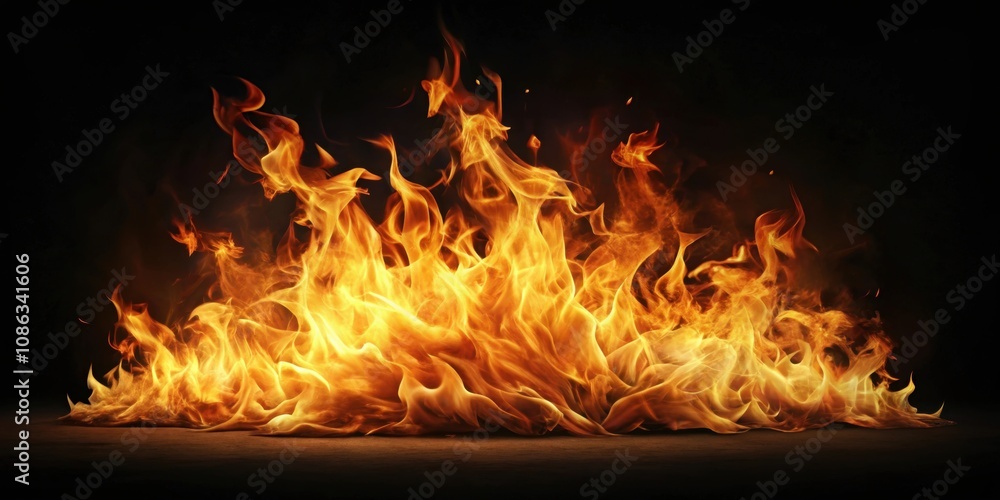 Fototapeta premium Beautiful stylish fire flames , elegant, vibrant, dynamic, abstract, art, heat, energy, bright, power, hot, mesmerizing