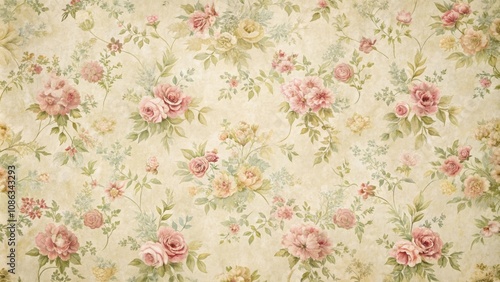 Vintage wallpaper with delicate floral pattern in soft pastel colors , vintage, wallpaper, background, floral