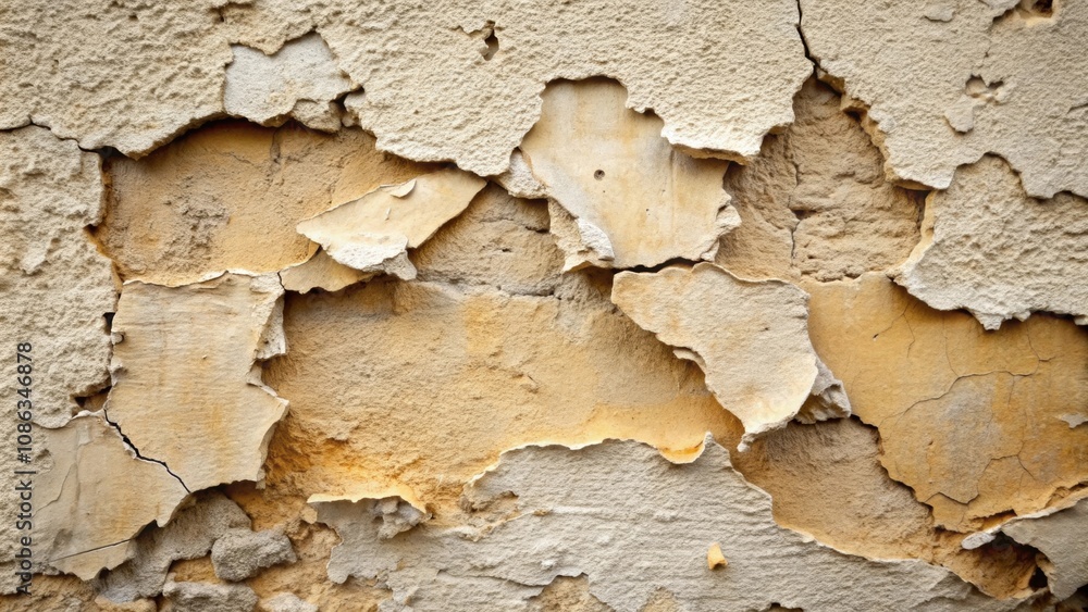 Crumbled plaster texture on an old dry wall , deteriorating, cracked, vintage, worn, rough, peeling, aged, weathered Crumbled plaster texture on an old dry wall , deteriorating, cracked, vintage, worn, rough, peeling, aged, weathered
