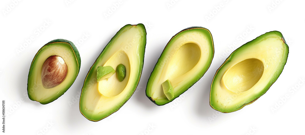 avocado fruit slices on white background 16 avocado fruit slices on white background 16