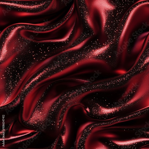 Wallpaper Mural A luxurious close-up of rich red satin, adorned with shimmering gold glitters that catch the light, creating a captivating and elegant texture. Torontodigital.ca