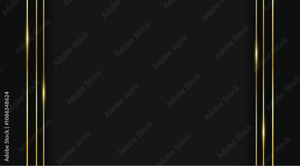 Golden sparkling lines creating elegant frame on black background with copy space for luxury and premium designs Golden sparkling lines creating elegant frame on black background with copy space for luxury and premium designs