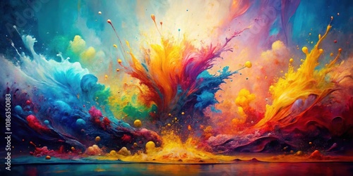 Abstract oil painting with a mix of colors, texture, and splash effect, artistic, canvas, vibrant, abstract, acrylic