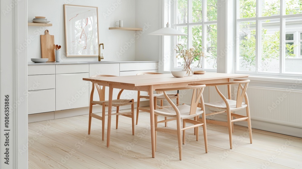 A cozy room adorned with a wooden table and elegant chairs, highlighted by a decorative bowl, inviting warmth and comfort for gatherings. A cozy room adorned with a wooden table and elegant chairs, highlighted by a decorative bowl, inviting warmth and comfort for gatherings.