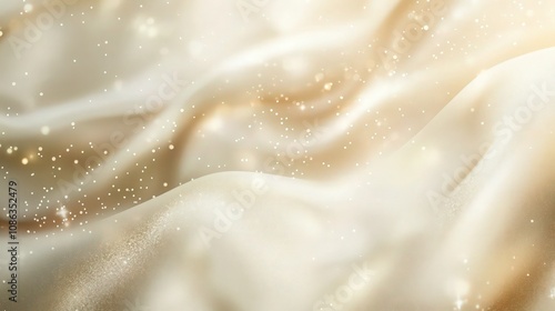 A luxurious abstract background with a gradient of champagne gold and soft cream tones, featuring fine shimmering sparkles throughout. 