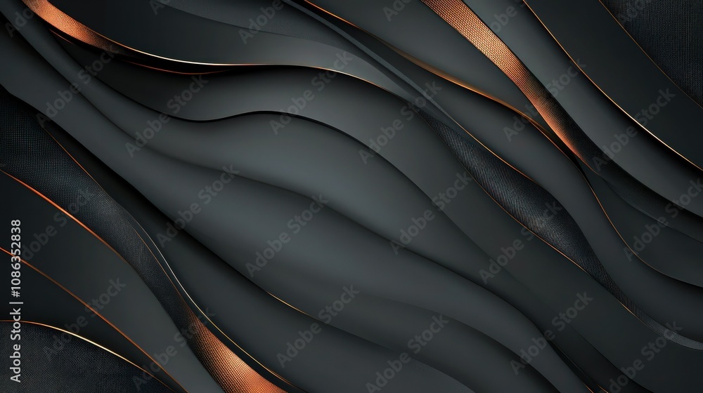 Obraz premium An abstract luxury background combining matte charcoal gray and copper-colored highlights. The subtle glowing streaks and deep gray tones create a sophisticated, masculine luxury feel.