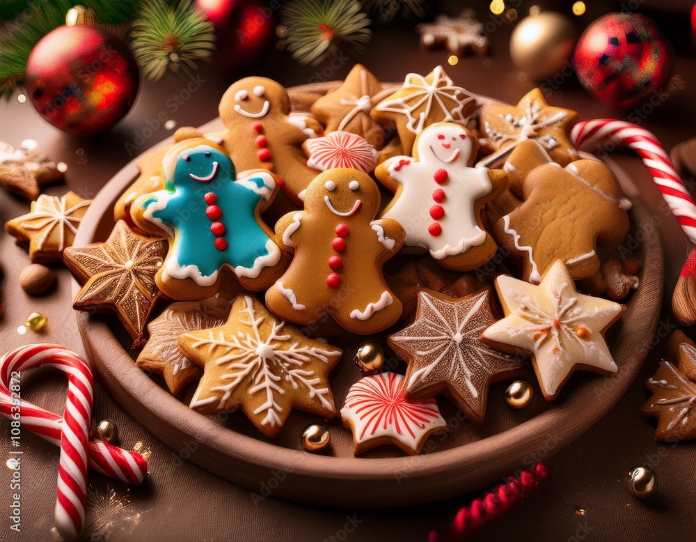 Obraz premium Festive Christmas Cookie Platter with Holiday Treats
