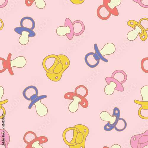 Bunch of Pacifier Vector Seamless Pattern illustration Design