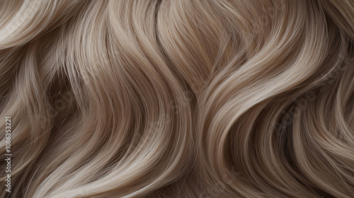 Close-up of a beautiful woman long. Curly hair texture. Smooth curls of hair. Blonde hair. Hair color swatches. Hair braiding background for beauty and spa concepts. Fashion wallpaper design