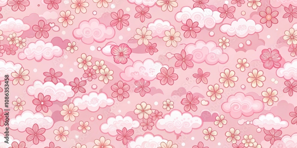 Seamless pattern with pink cloud and sakura blossom, sakura, blossom, pink, cloud, seamless, pattern, fabric, textile, wallpaper Seamless pattern with pink cloud and sakura blossom, sakura, blossom, pink, cloud, seamless, pattern, fabric, textile, wallpaper