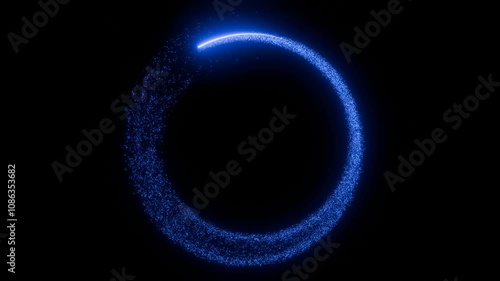 美しい青色のパーティクルの輪の3Dアニメーション