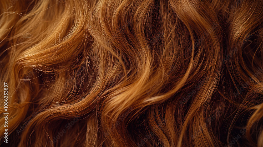 Fototapeta premium Close-up of a beautiful woman long. Curly hair texture. Smooth curls of hair. Hair braiding background for beauty and spa concepts. Fashion wallpaper design