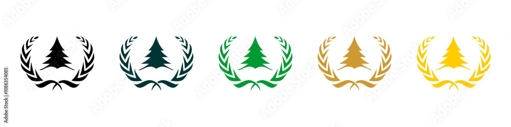 laurel and fir tree design, nature, vector, symbol, illustration
