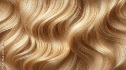 Close-up of a beautiful woman long. Curly hair texture. Smooth curls of hair. Blonde hair. Hair color swatches. Hair braiding background for beauty and spa concepts. Fashion wallpaper design
