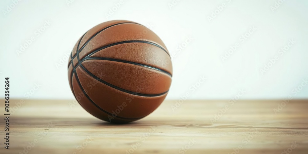 Full-length shot of leather basketball against a blurred background, creative photography, leather basketball, athletic gear Full-length shot of leather basketball against a blurred background, creative photography, leather basketball, athletic gear