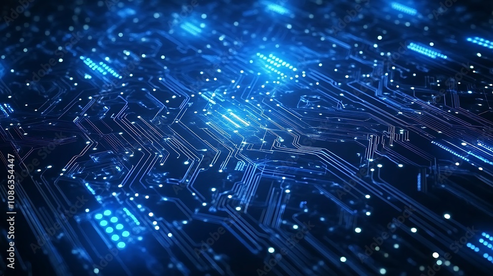 Glowing Blue Circuit Board Abstract Glowing Blue Circuit Board Abstract