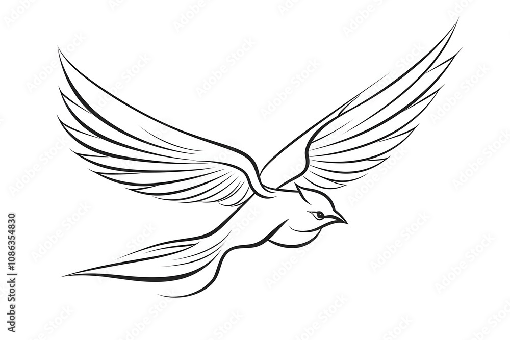 Obraz premium bird, animal, nature, flying, wildlife, illustration, wing, design, vector, feather, silhouette, beak, colourful, flight, horizontal, no people, art, black, blue, sky, tree branch, beautiful, freedom,