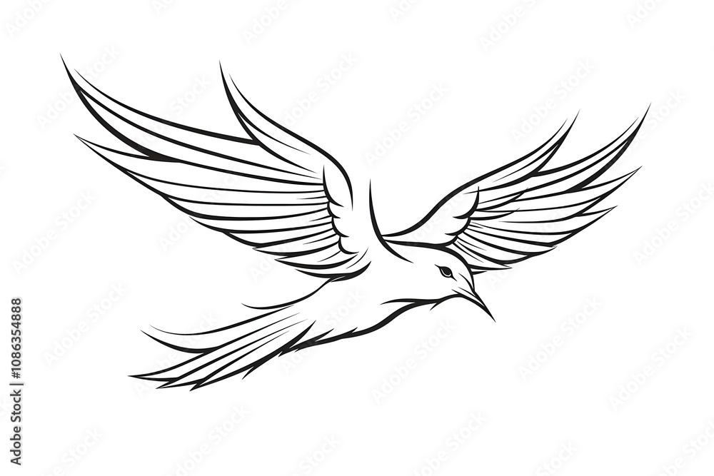 Obraz premium bird, animal, nature, flying, wildlife, illustration, wing, design, vector, feather, silhouette, beak, colourful, flight, horizontal, no people, art, black, blue, sky, tree branch, beautiful, freedom,