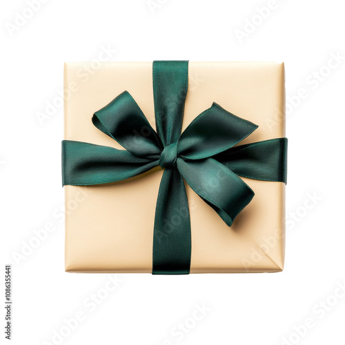 Wallpaper Mural Gift box with dark green ribbon on transparent background. Celebration and surprise concept Torontodigital.ca