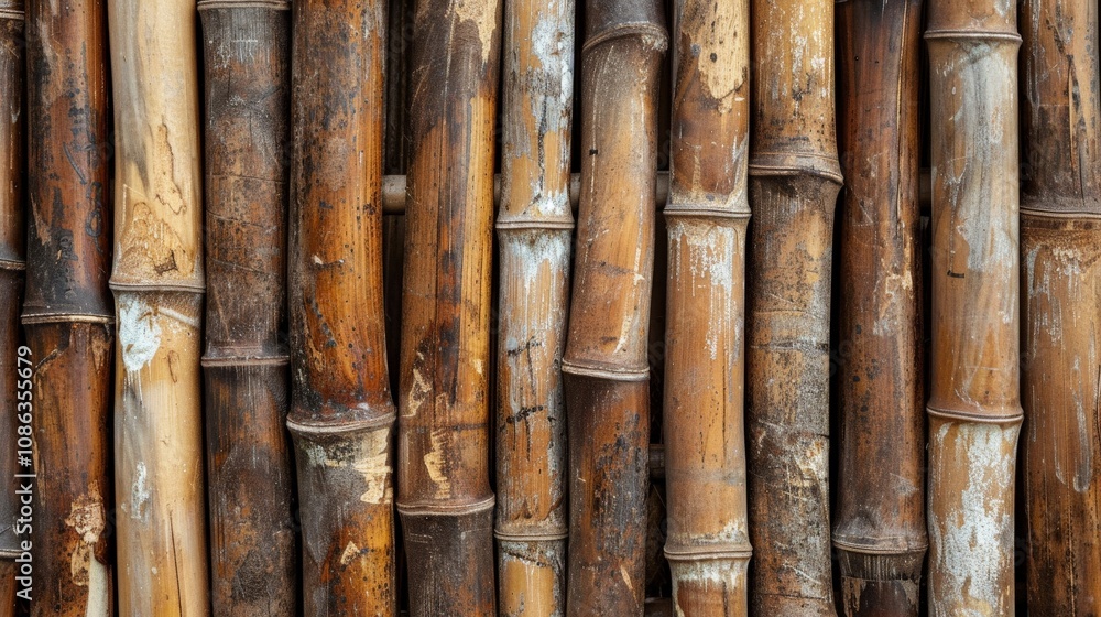 Pattern of dried bamboo stalks, lined up creating a natural wooden texture Pattern of dried bamboo stalks, lined up creating a natural wooden texture