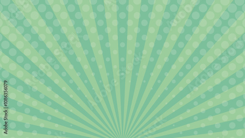 放射線　ハーフトーン　背景　緑　黄緑