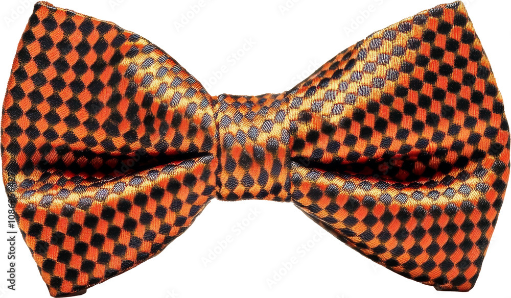 Checkered orange and black bow tie on transparent background Checkered orange and black bow tie on transparent background
