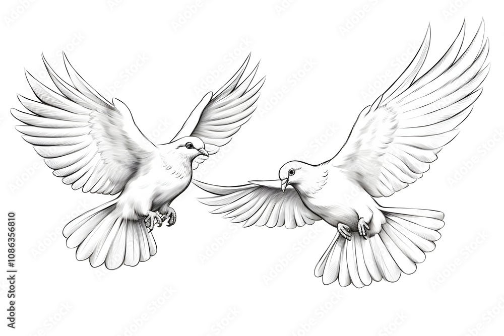 Obraz premium bird, animal, nature, flying, wildlife, illustration, wing, design, vector, feather, silhouette, beak, colourful, flight, horizontal, no people, art, black, blue, sky, tree branch, beautiful, freedom,