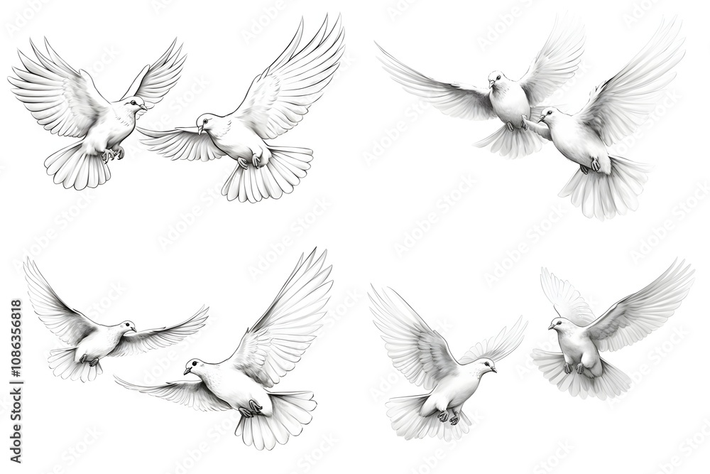 Obraz premium bird, animal, nature, flying, wildlife, illustration, wing, design, vector, feather, silhouette, beak, colourful, flight, horizontal, no people, art, black, blue, sky, tree branch, beautiful, freedom,