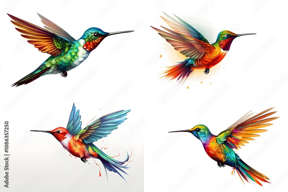 Fototapeta premium bird, animal, nature, flying, wildlife, illustration, wing, design, vector, feather, silhouette, beak, colourful, flight, horizontal, no people, art, black, blue, sky, tree branch, beautiful, freedom,