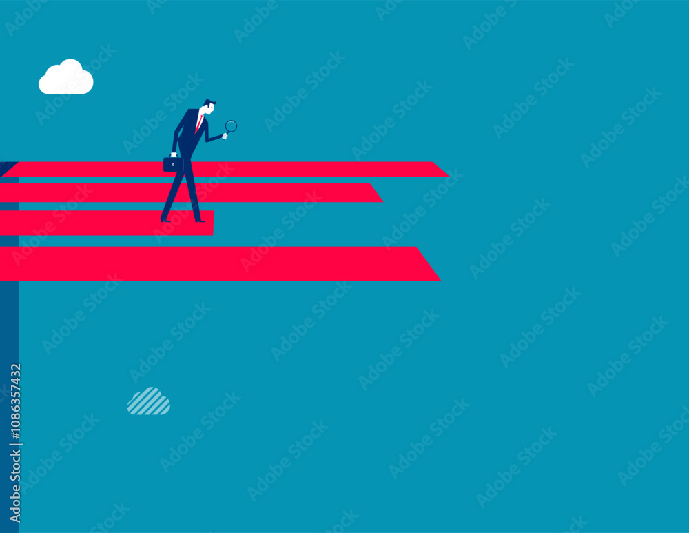 Businessman and a bar graph-shaped diving board Businessman and a bar graph-shaped diving board