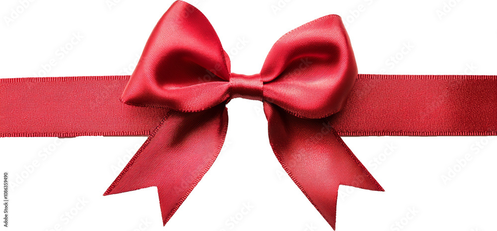 Red ribbon with bow on transparent background Red ribbon with bow on transparent background