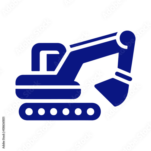 Black silhouette heavy shoveling excavator vehicle vector icon design