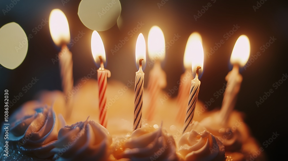Birthday Cake with Colorful Candles Birthday Cake with Colorful Candles