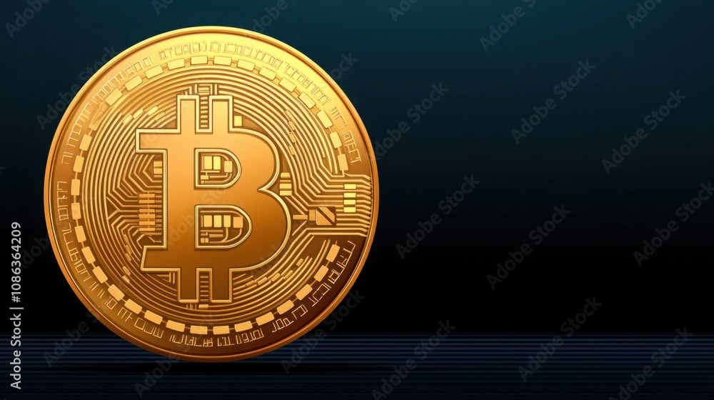 A Stunning Golden Bitcoin Symbol Representing Digital Currency Trends and Future Potential in a Financial Market Context A Stunning Golden Bitcoin Symbol Representing Digital Currency Trends and Future Potential in a Financial Market Context