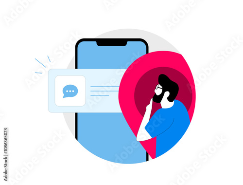 Geotargeted Push Notifications for Local Marketing. Use geofencing technology to send location-based notifications to users. Local search concept with push notification icons and location pins