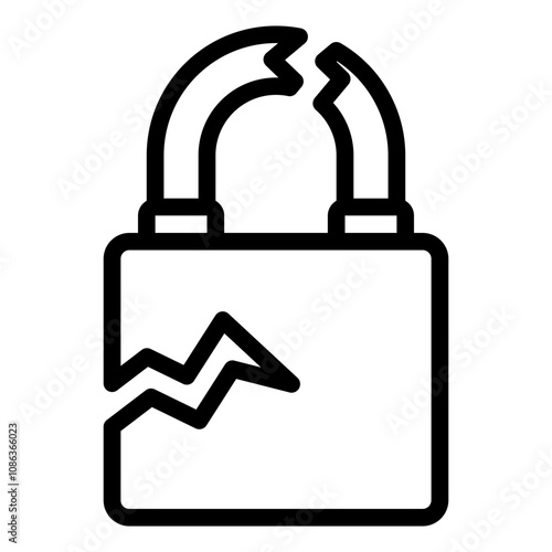 Broken padlock outline icon symbolizing compromised security.