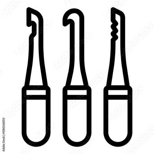 Key extractor set outline icon used in removing broken keys from locks.