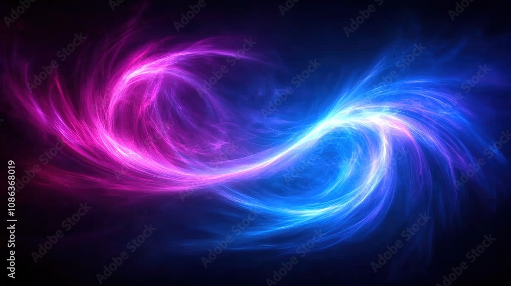 Obraz premium A vibrant abstract swirl of pink and blue light, evoking a sense of motion and energy.