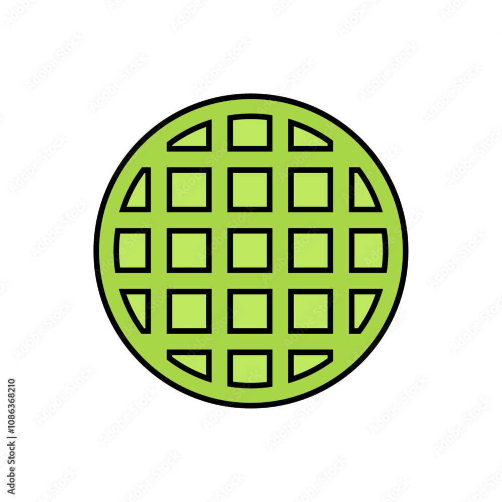 Matcha Waffle Icon Lineal Color Matcha Waffle Icon Lineal Color