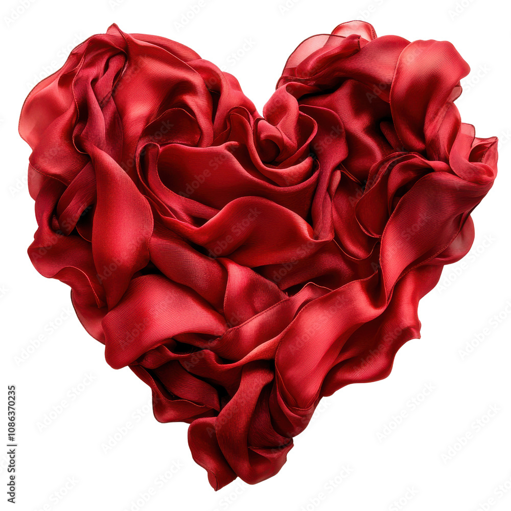 Naklejka premium beautiful heart shape made of flowing red fabric, symbolizing love and passion. This elegant design captures essence of romance and affection