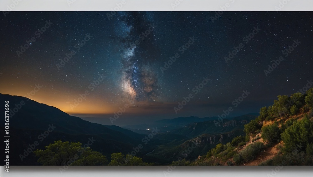 Fototapeta premium The night sky is lit by the moonlight