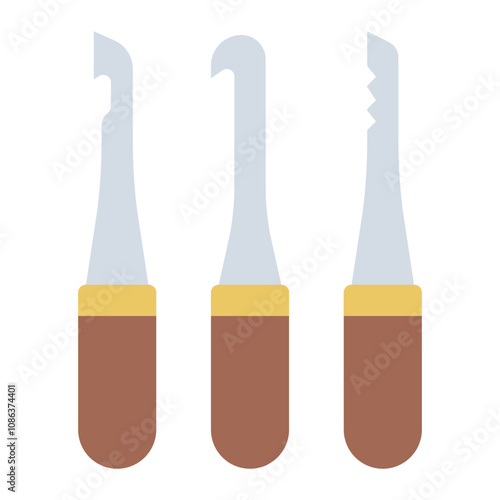 Key extractor set flat icon used in removing broken keys from locks.