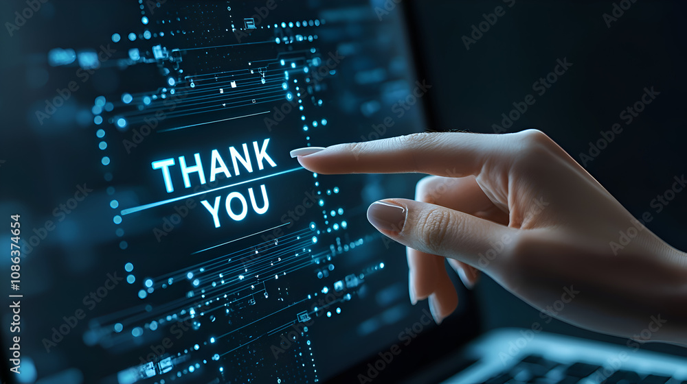 Digital Gratitude Thank You Message on Modern Laptop Screen Digital Gratitude Thank You Message on Modern Laptop Screen