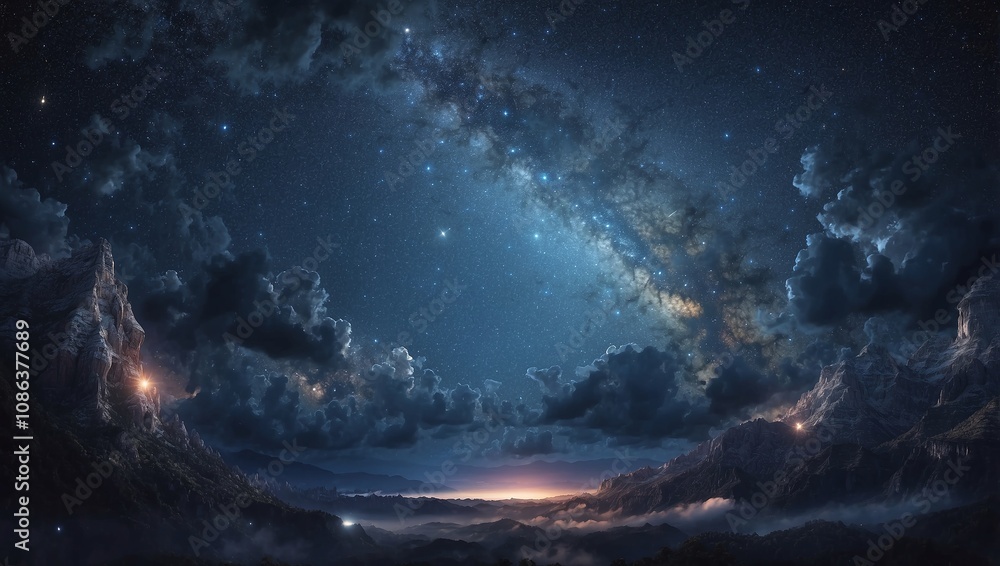 The night sky is lit by the moonlight The night sky is lit by the moonlight
