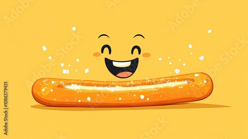 A Smiling Salted Pretzel with Sprinkles on Yellow Background