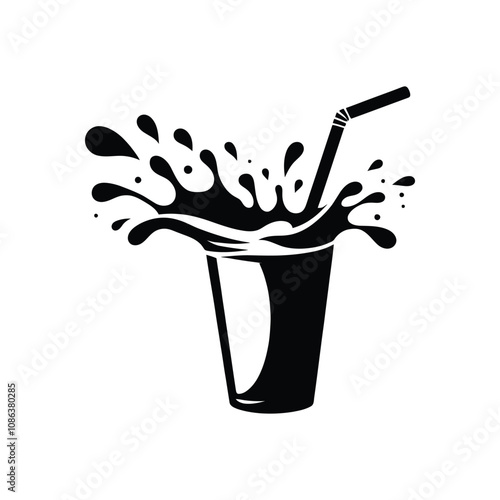 Unique Vector Art of a Coffee Mug and Milk Splash Silhouette