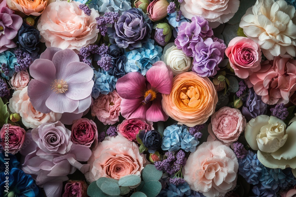 A colorful mix of flowers, including roses, hydrangeas, and carnations. A colorful mix of flowers, including roses, hydrangeas, and carnations.