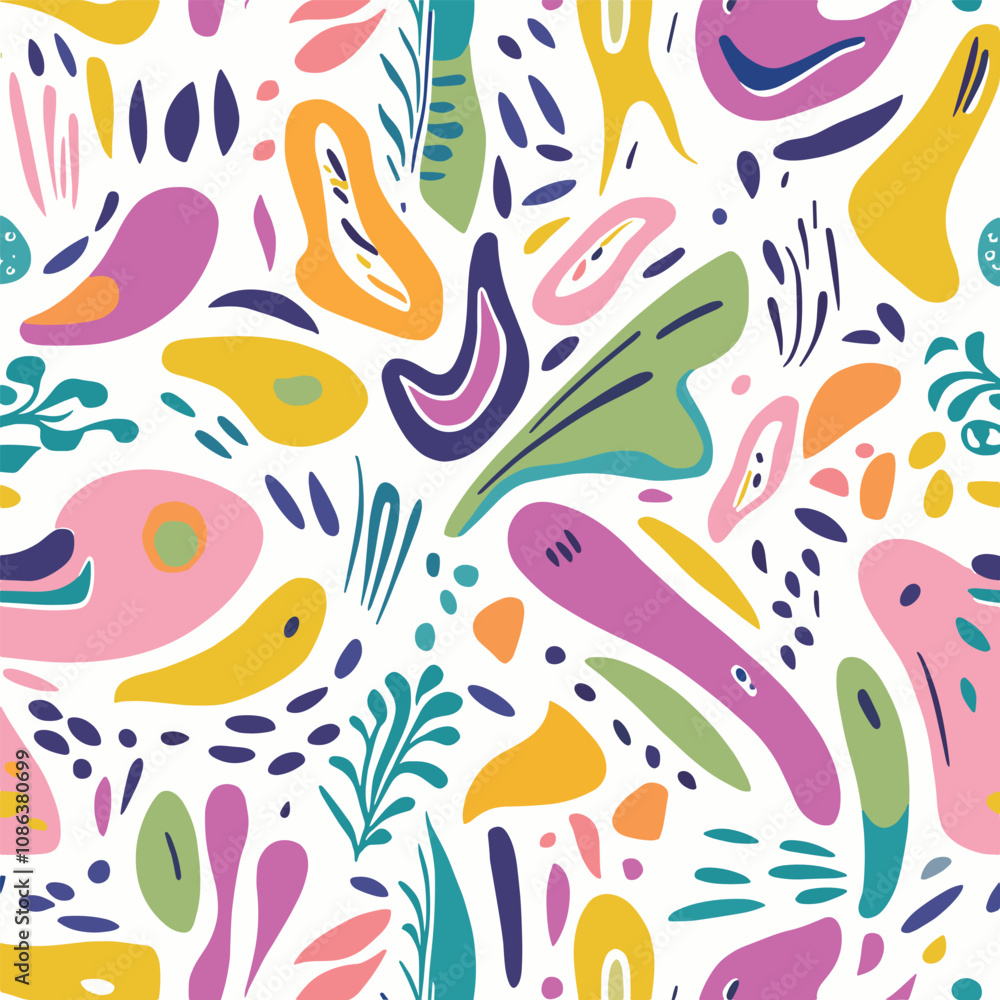 Playful Abstract Pattern with Vibrant and Flowing Shapes Playful Abstract Pattern with Vibrant and Flowing Shapes