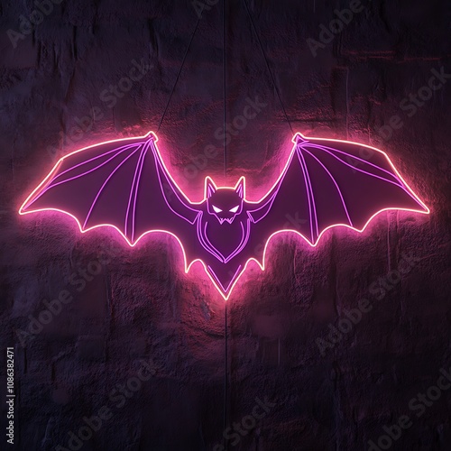 Wallpaper Mural Neon bat with geometric patterns for spooky Halloween vibes picture Torontodigital.ca